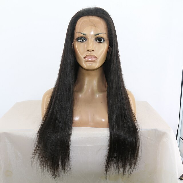  Human Hair Full Lace Lace Front Wig style Brazilian Hair Straight Wig 130% Density with Baby Hair Natural Hairline African American Wig 100% Hand Tied Women's Short Medium Length Long Human Hair Lace