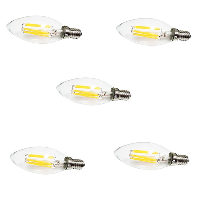  HRY 5pcs 6 W Izzószálas LED lámpák 560 lm E14 C35 6 LED gyöngyök COB Dekoratív Meleg fehér Hideg fehér 220-240 V / 5 db. / RoHs