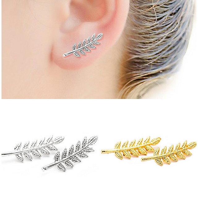  Women's Crystal Stud Earrings Drop Earrings Dangle Earrings Leaf Ladies Simple Style Double-layer Earrings Jewelry Silver / Gold / Black For Casual Daily Sports 1pc