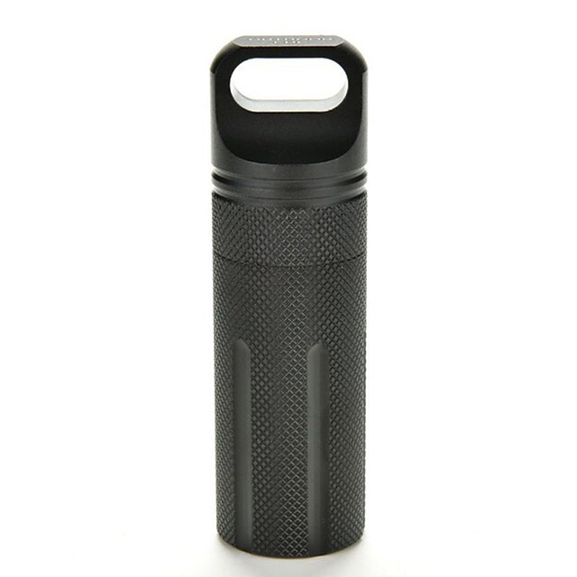  Pill Case Waterproof Convenient Aluminium Alloy Hiking Camping Outdoor Indoor Black Orange Green 1 pc