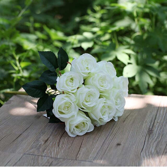  Kunstige blomster 1 Gren Enkel Stil Roser Bordblomst