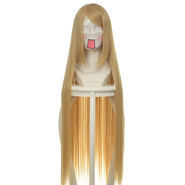  Perruque Synthétique Perruques de Déguisement Droit Droite Perruque Blond Long Très long Jaune Cheveux Synthétiques Femme Blond