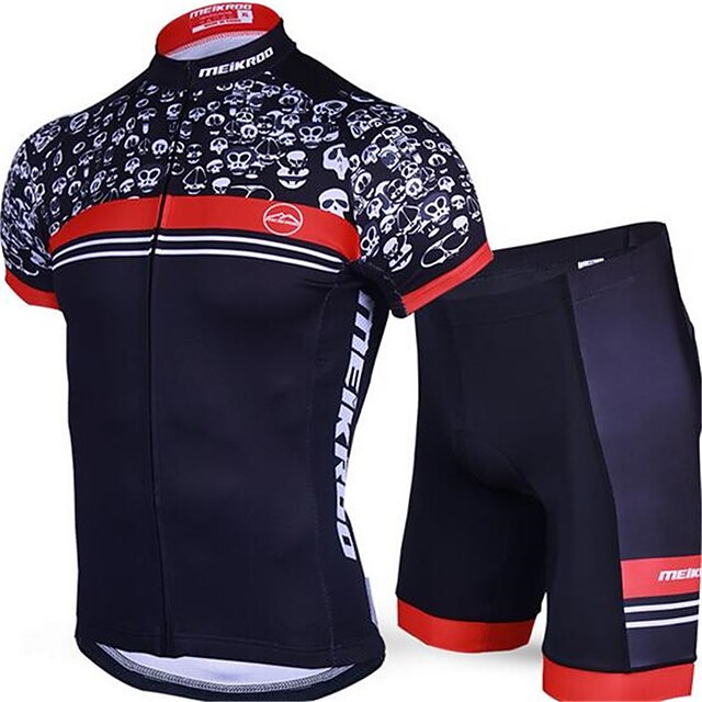  Men's Short Sleeves Cycling Jersey with Shorts - Black Bike Clothing Suits, 3D Pad, Quick Dry, Anatomic Design, Ultraviolet Resistant,