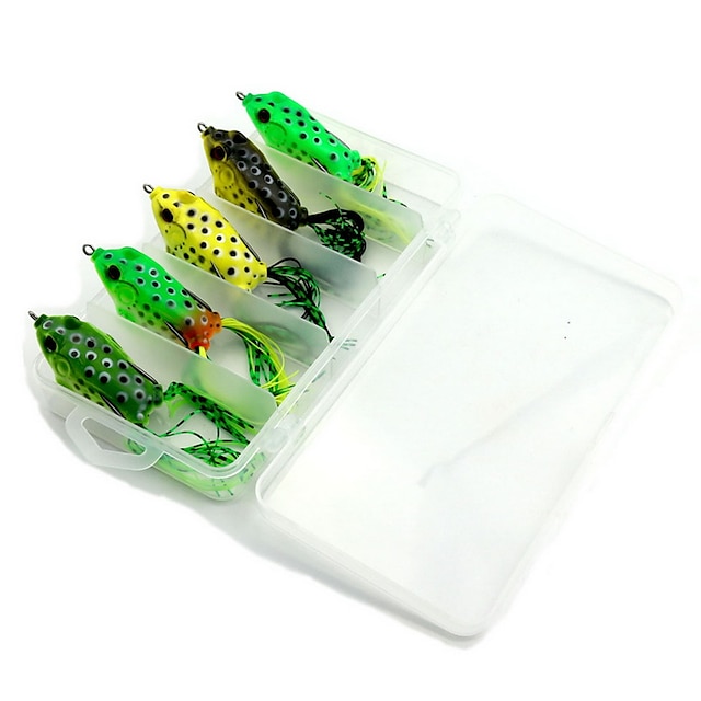  5 pcs Angelköder Harte Fischköder Frosch Schwimmend Bass Forelle Pike Köderwerfen Fester Kunststoff