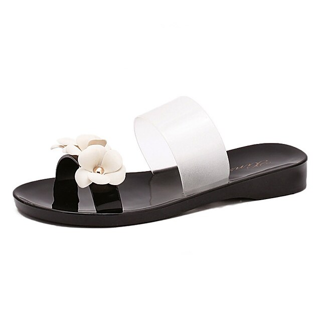  Women's Shoes PVC(Polyvinyl chloride) Summer Slingback Sandals Flat Heel Flower Black / Pink