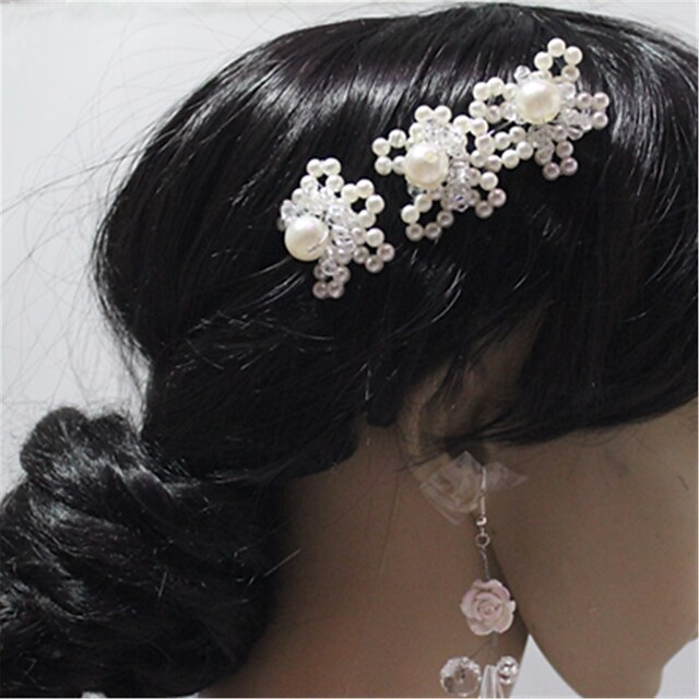  Crystal Imitation Pearl Alloy Hair Pin Headpiece Elegant Style