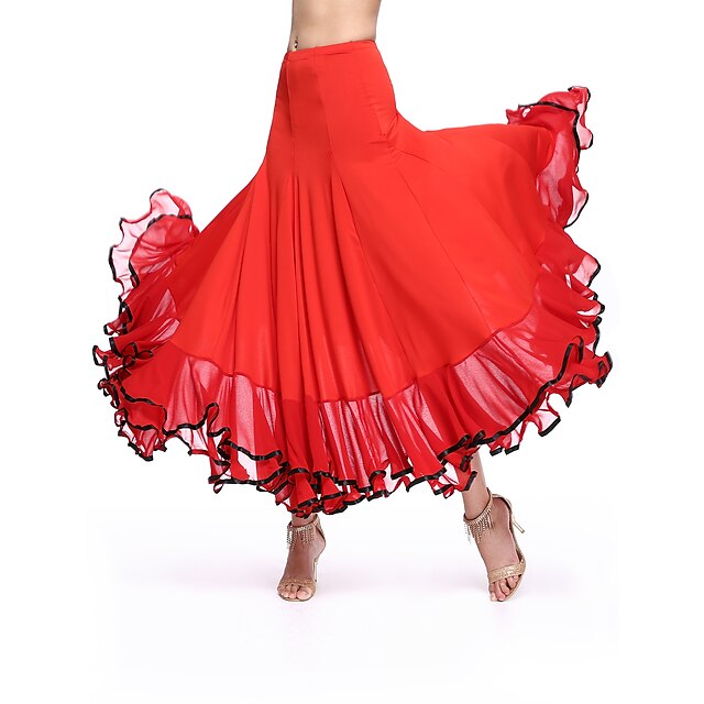  Ballroom Dance Bottoms Women's Performance Milk Fiber Draping Natural Skirt