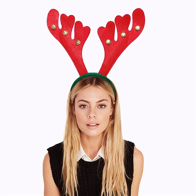  Red Christmas Bell Head Buckle Hair Hoop Xmas Decorations Reindeer Antlers Headband Hairbands Prop Fancy Dress Head