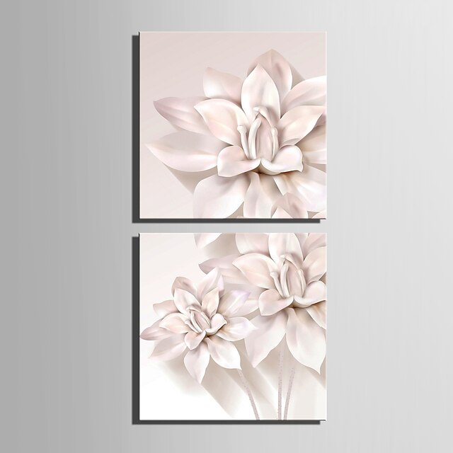  E-HOME® Stretched Canvas Art Flower Decorative Painting Set of 2