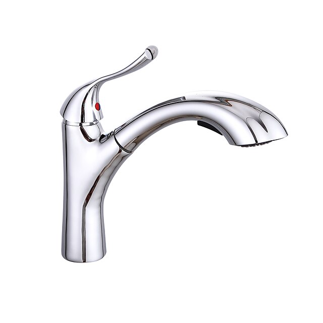  Kitchen faucet - Single Handle One Hole Chrome Standard Spout Deck Mounted Contemporary Kitchen Taps / Brass