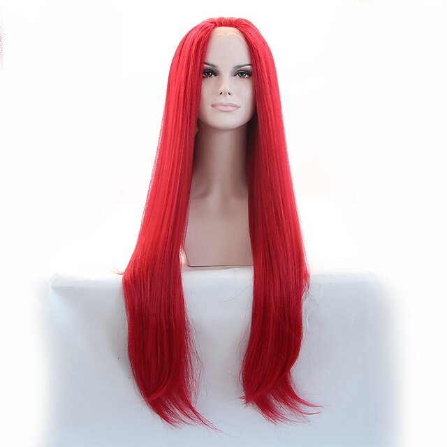  Synthetic Lace Front Wig Straight Synthetic Hair Red Wig Women's Cosplay Wig Lace Front