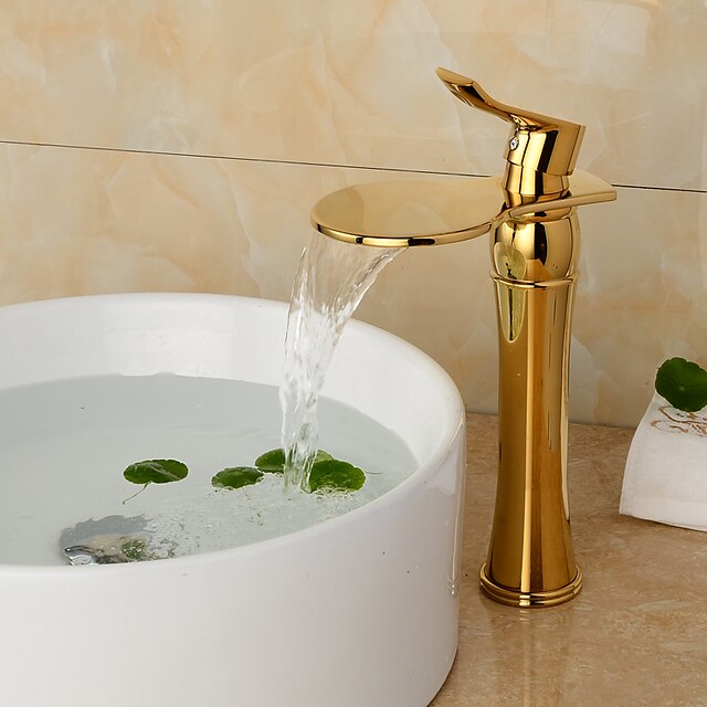  Kylpyhuone Sink hana - Vesiputous Ruusukulta Integroitu Yksi kahva yksi reikäBath Taps