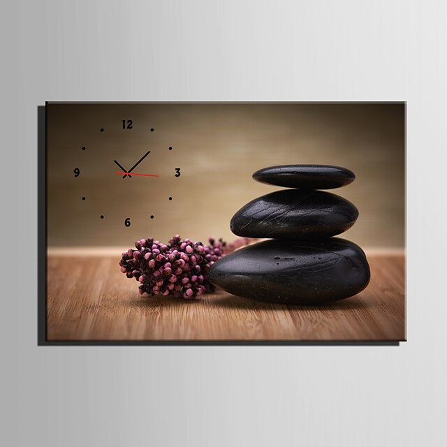  e-home® svart stein klokke i lærred 1pcs