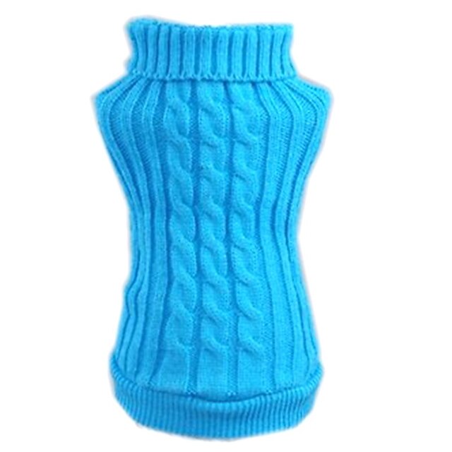  Chat Chien Pull Vêtements pour chiots Couleur Pleine Décontracté / Quotidien Hiver Vêtements pour Chien Vêtements pour chiots Tenues De Chien Rouge Bleu Costume pour fille et garçon chien Fibres