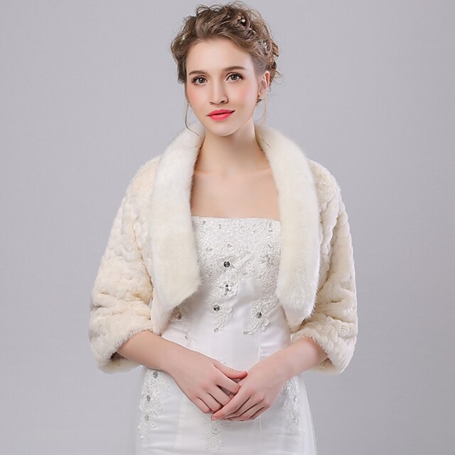  Faux Fur Imitation Cashmere Wedding Party Evening Women's Wrap With Pattern Shrugs