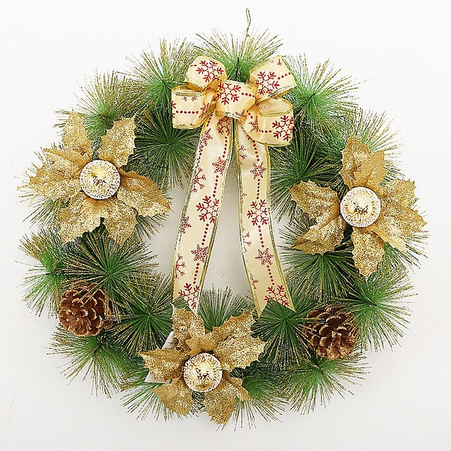  noël couronne aiguilles 3 couleurs de pin décoration de Noël pour un diamètre de partie à la maison 40cm navidad nouvelles fournitures
