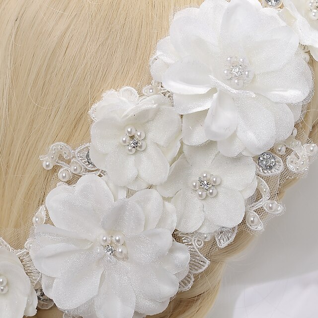  Crystal Imitation Pearl Lace Flowers Headpiece