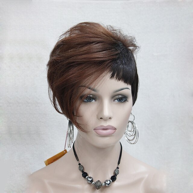  high quality heat friendly red auburn mix dark brown asymmetri women s short wig