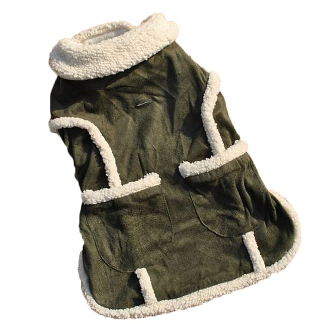 Cat Dog Coat Vest Dog Clothes Solid Colored Green Polar Fleece Costume