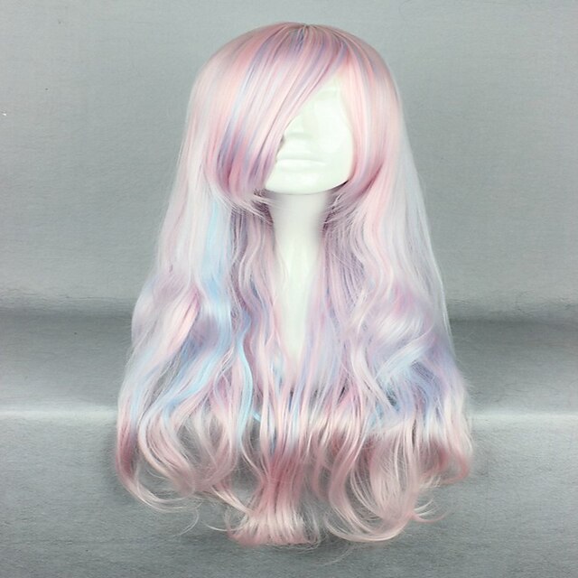  synthetische perücke cosplay perücke wellig wellig perücke rosa sehr lange rosa synthetische haare damen rosa haarfreude