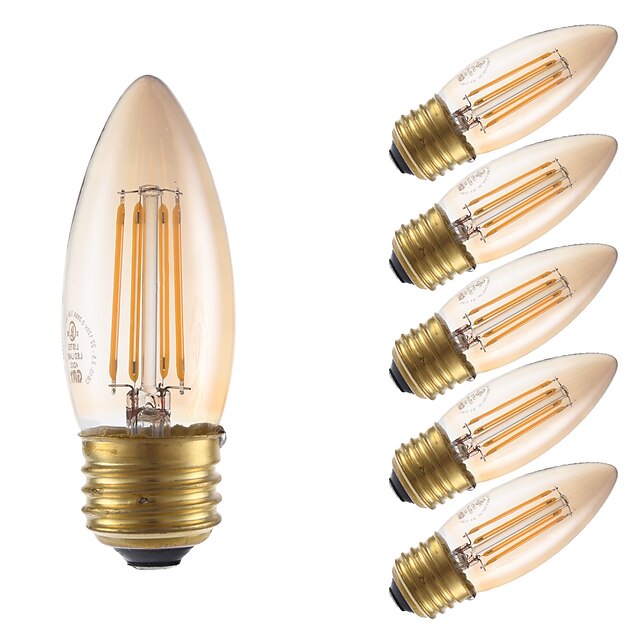  GMY® 6本 3.5 W フィラメントタイプＬＥＤ電球 300 lm E26 / E27 4 LEDビーズ COB 調光可能 アンバー / ６個