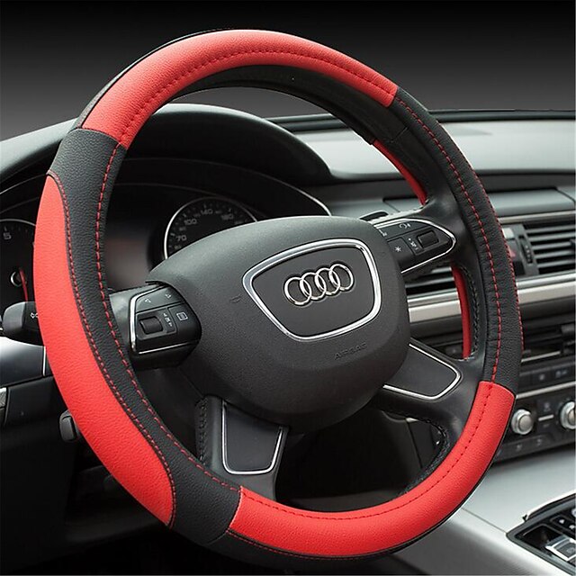  Steering Wheel Covers Microfiber 38cm Black / White / Blue For universal