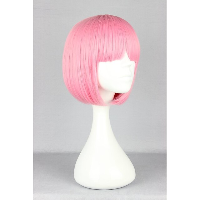 Beauty & Hair Wigs & Hair Pieces | Synthetic Wig Straight Kardashian Straight Bob With Bangs Wig Pink Synthetic Hair Womens Pink