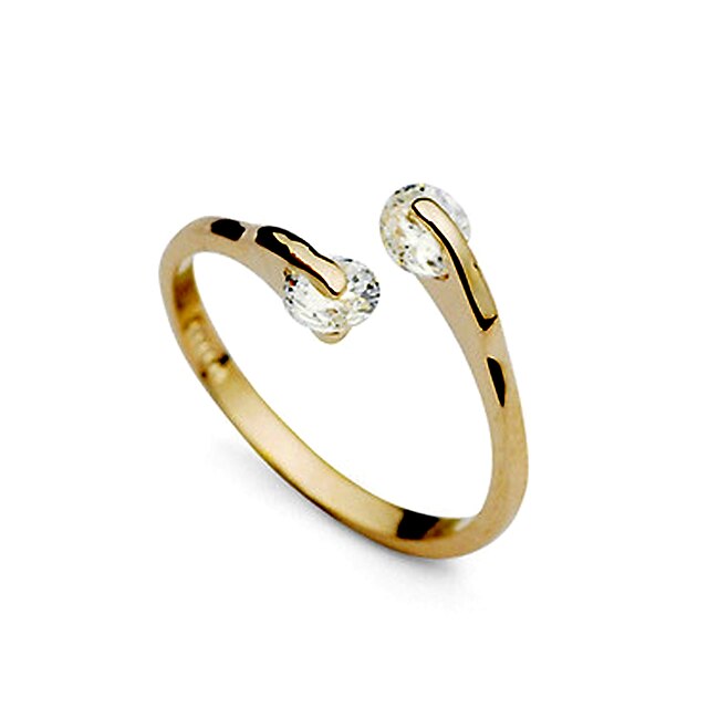  Band Ring Synthetic Diamond Two Stone Golden Zircon Cubic Zirconia Imitation Diamond Ladies Unusual Unique Design / Women's