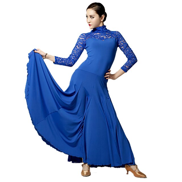  Ballroom Dance Dresses Women's Performance Lace / Viscose Lace Long Sleeve Dress / Modern Dance