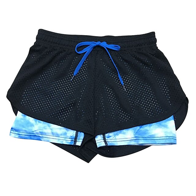  Dame Løbeshorts yogashorts 2 i 1 Shorts Hurtigtørrende Nylon Net Spandex Yoga Fitness Gym Træning Vinter Sommer Sport Sportstøj Høj Elasticitet / atletiktøj