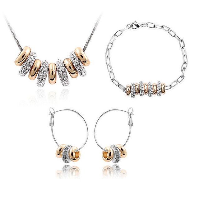  Mulheres Cristal Conjunto de jóias - Fashion Incluir Dourado Para Diário / Brincos / Colares / Bracelete