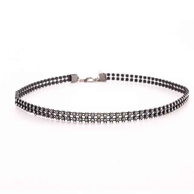  Women's Crystal Choker Necklace Tattoo Choker Necklace Tennis Chain Love Tattoo Style Crystal Imitation Diamond Black Necklace Jewelry For Wedding Party Daily Casual Sports