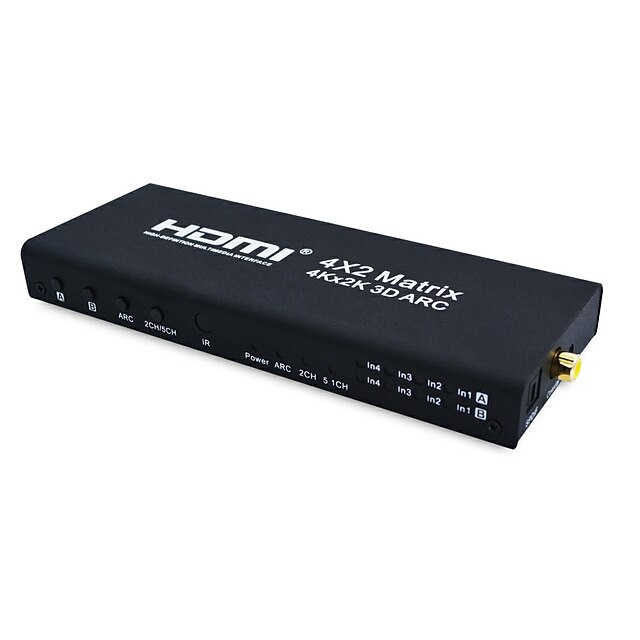  4k High Speed ​​HDMI v1.4 4x2 matriisi kytkin (4 in 2 out) tuki kaari / mhl / 4kx2k / 3d / ir ohjaus