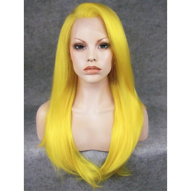  Synteettiset peruukit Suora Suora Lace Front Peruukki Vaaleahiuksisuus Keltainen Synteettiset hiukset Naisten Vaaleahiuksisuus
