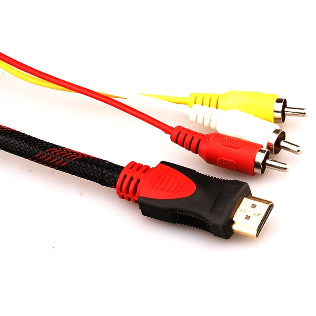  1.5M 1080P HDMI Male to 3 RCA Video Audio AV Cable Adapter for HDTV DVD