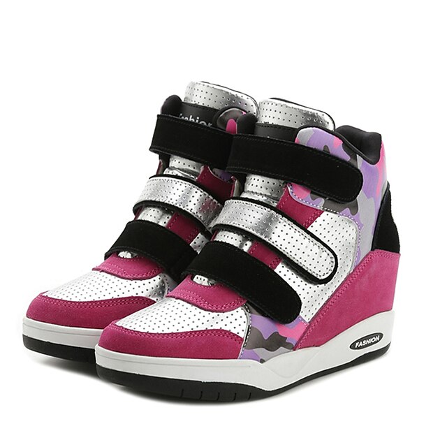  Women's Sneakers Spring / Fall Comfort Fabric Casual Flat Heel  Black / Red / Silver Sneaker