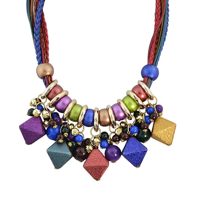  Women's Collar Necklace Fashion Alloy Rainbow Red Green Blue Coffee 49 cm Necklace Jewelry For Wedding Party Daily Casual