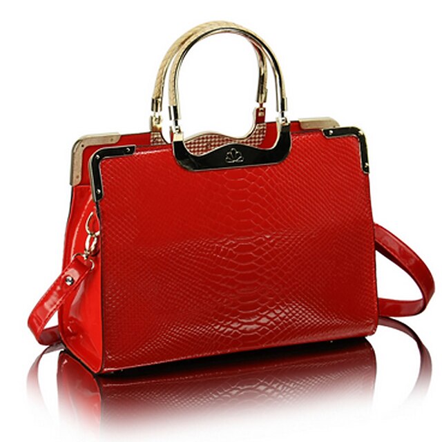  Women's Patent Leather Tote Solid Colored Leopard / Red / Blue