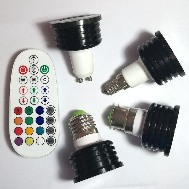  4pçs 400lm E14 GU10 E26 / E27 B22 Lâmpadas de Foco de LED MR16 1pcs Contas LED LED de Alta Potência Regulável Decorativa Controle Remoto