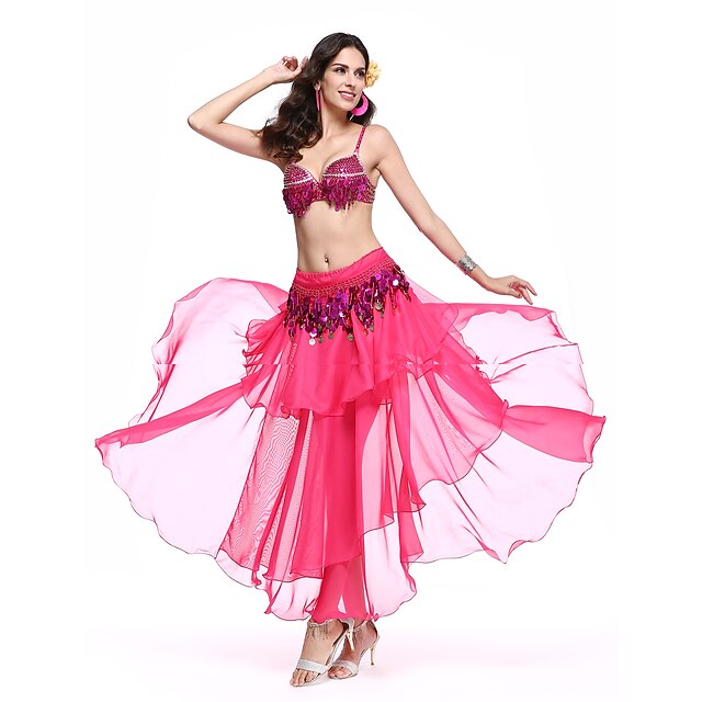  Belly Dance Outfits Women's Performance Polyester / Spandex Draping Skirt / Bra / Belt