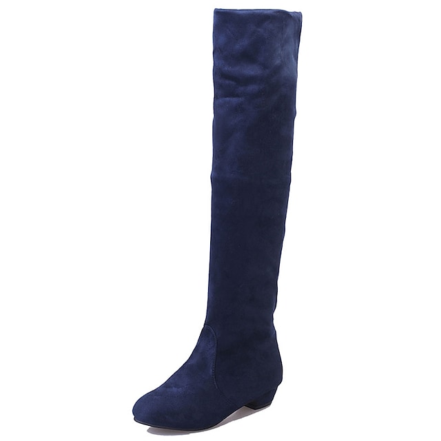  Γυναικεία Velvet Boots PU Φθινόπωρο Ανατομικό / Μπότες Μάχης Μπότες Περπάτημα Χαμηλό τακούνι Στρογγυλή Μύτη Πιασίματα Μαύρο / Καφέ / Μπλε