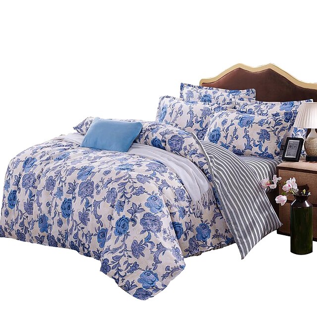  Mingjie  Wonderful Blue Flowers Bedding Sets 4PCS for Twin Full Queen King Size from China Contian 1 Duvet Cover 1 Flatsheet 2 Pillowcases