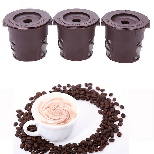  3 pcs marrom inteligente café cápsula reutilizável filtro de café chá inox funil colher
