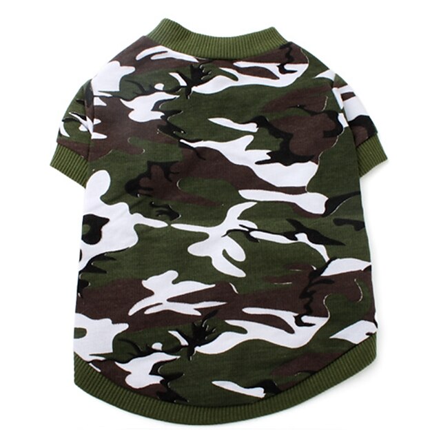  Cat Dog Shirt / T-Shirt Camo / Camouflage Holiday Fashion Dog Clothes Red Green Rose Costume Cotton XS S M L