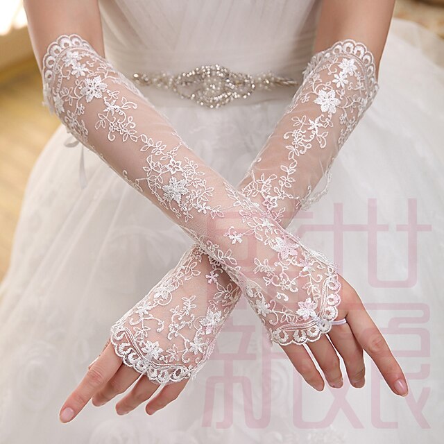  Spitze Ellenbogen Länge Handschuh Brauthandschuhe Mit Stickerei