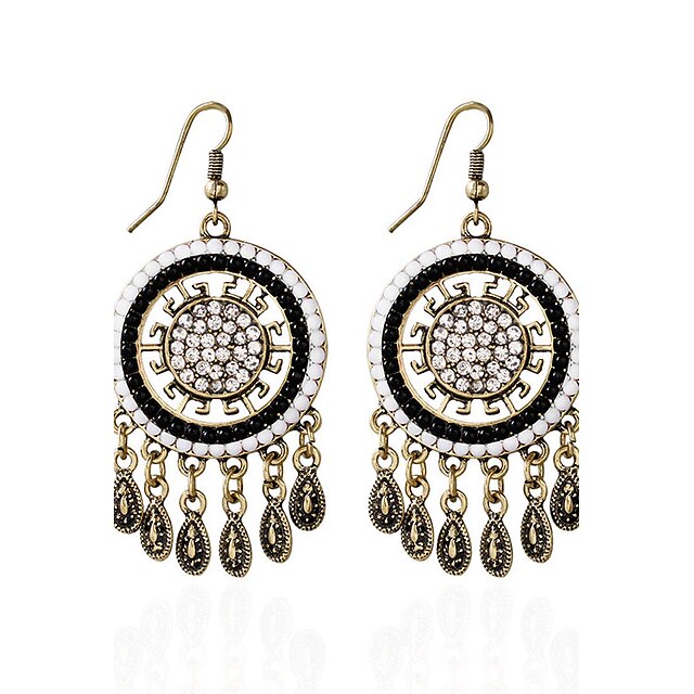  Women's Synthetic Opal Stud Earrings Drop Earrings Tassel Bohemian Rhinestone Earrings Jewelry Black / Red For Party Casual 1pc