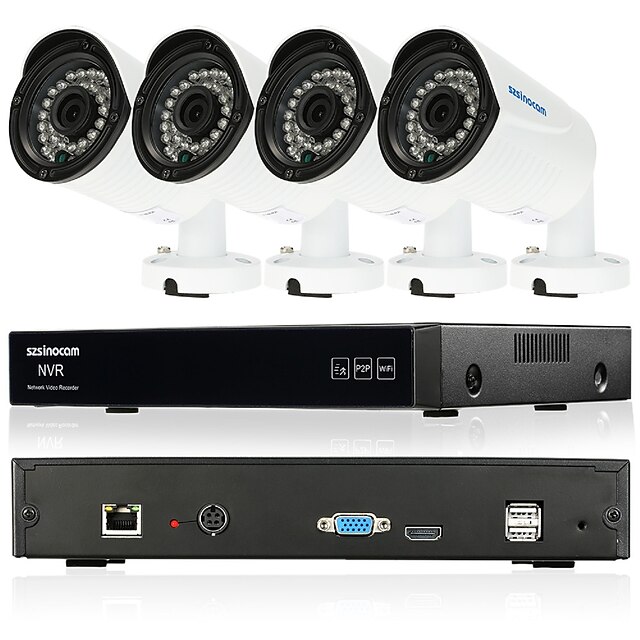  szsinocam® 4 csatornás 720p videó felvevő 1800tvl vízálló otthoni biztonsági felügyelet plc készletek
