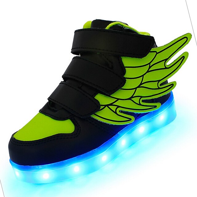  Para Meninos Sapatos Couro Primavera / Verão / Outono Conforto / Tênis com LED Tênis Caminhada Cadarço / LED para Azul / Rosa claro / Verde Claro / Borracha