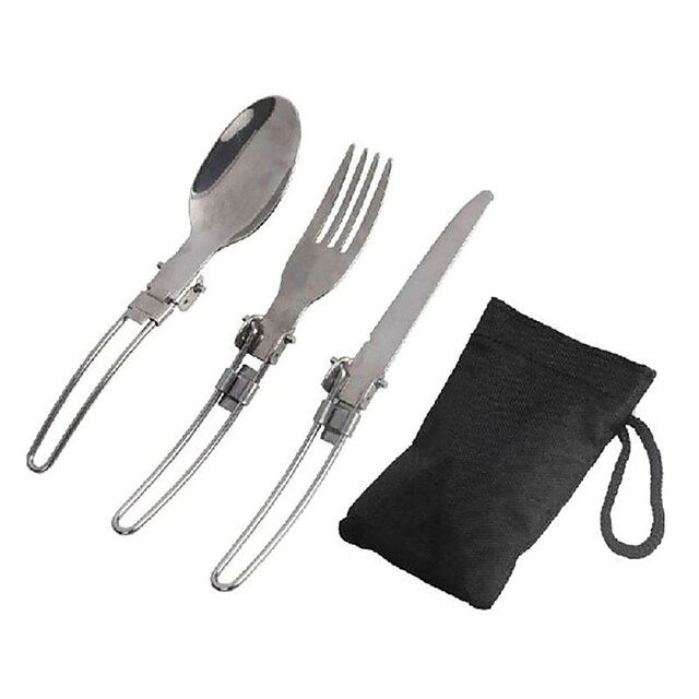  Camp Kitchen Utensil Organizer Travel Set Camping Spork Camping Spoon Sets Portable Foldable Collapsible Stainless Steel for 1 person Outdoor Camping Outdoor Picnic