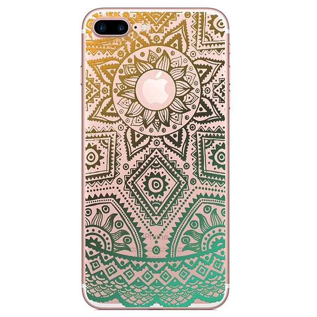  Case For Apple iPhone X / iPhone 8 Plus / iPhone 8 Transparent / Embossed / Pattern Back Cover Cartoon / Lace Printing / Flower Soft TPU